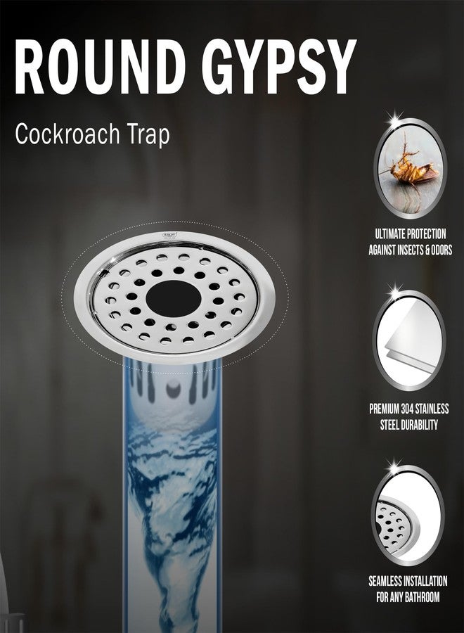 Sanjay Chilly Round SS Floor Drain Cockroach Trap with Pipe Hole 8 Inch for Bathroom 304 Grade Waste Water Drainer in Bathtub Washbasin Sink Toilet & Kitchen Cover Jali (Round Gypsy Silver 8 Inch) - Image 5